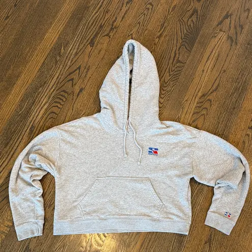 TNA Sweatfleece cropped Gray Hoodie size small EUC RARE!!