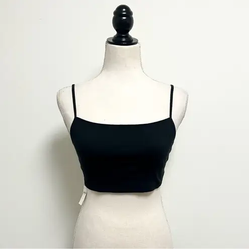 Aerie  Black Beach Daze Ribbed Lace Cropped Rose Gold Rings Bra Top Small NWT