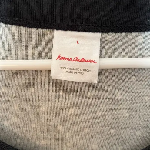 Hanna Anderson Pajama Top Shirt Women Size Large Blue Fair Isle Organic Cotton