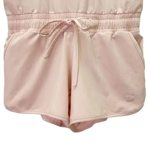 ALBION FIT Pink Romper Size Small Ruffle Sleeve Active Lounge One Piece Shorts