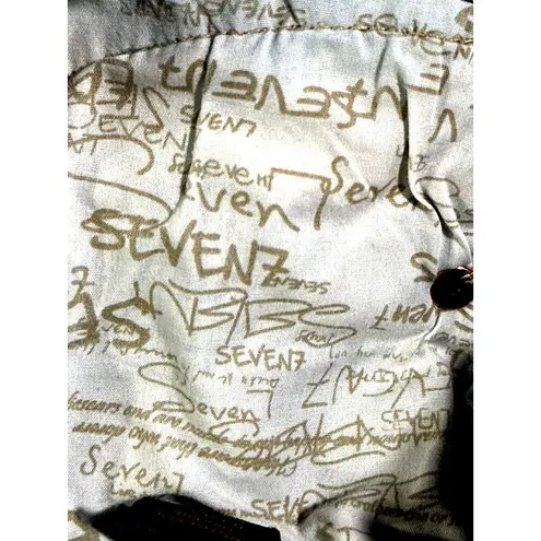 Seven7 Bootcut Size 27 Blue Denim Contrast Stitching Embroidered Pockets Distres