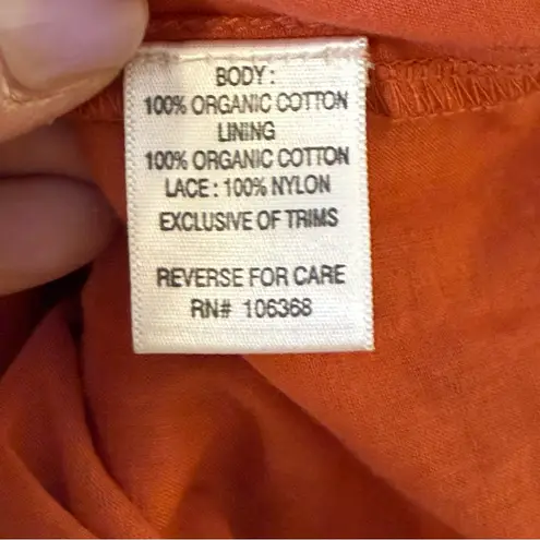 Garnet Hill Rust Orange Lace Shoulder Poet Blouse Size 2 Boho Bohemian Peasant