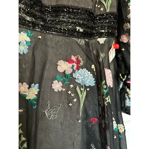 Mac Duggal Embroidered Bishop Sleeve V-Neck Flowy Gown