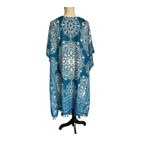 Blue Anja Paisley Print Tassel Cover up One Size Size undefined