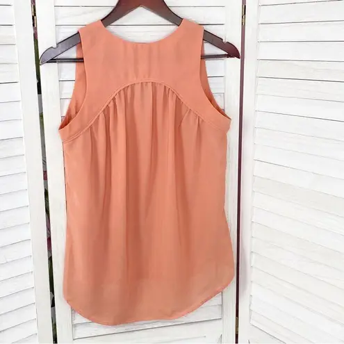 Naked Zebra  Flowy V Neck Sleeveless Blouse Peach Orange Small