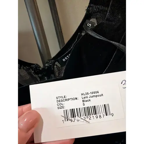 retrofete Leni Velvet Corset Wide Leg Jumpsuit Black Womens Size Small