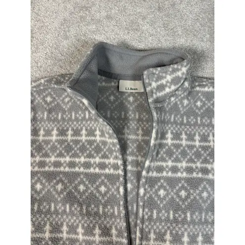 womens ll bean fleece full zip Jacket gray aztec Women's Medium