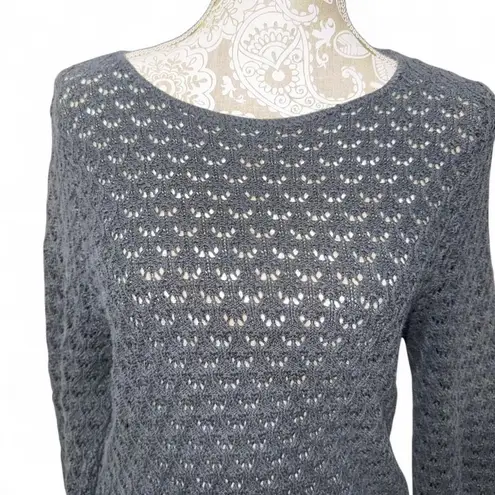 Sheer Black Crochet Layering Sweater Boho Romantic Grunge Size XL Gray