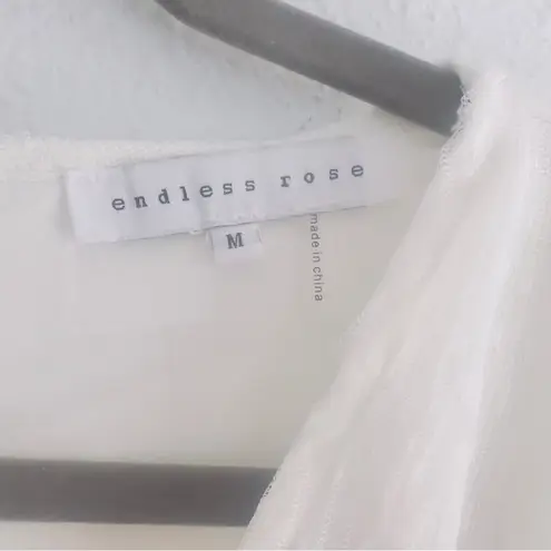 Endless Rose Women’s Swiss Dot Rushed Long Sleeve Mini Dress Size M White