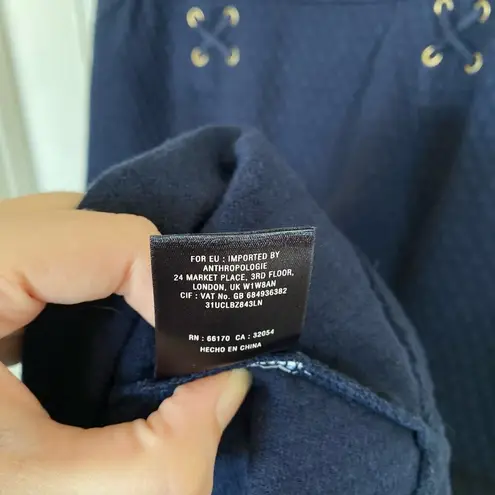 Anthropologie  Leifnotes Navy Blue Corset Laced Dress Size XS Office