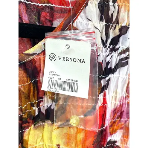 New Woman's Versona Ice Floral Dress Size Large Flowy Lined Ruched Sheer Brunch