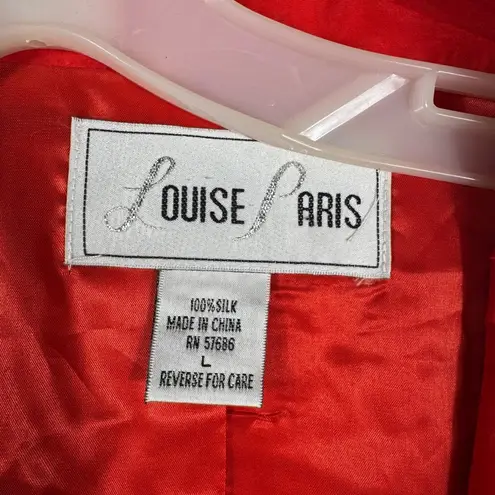 Vintage Louise Paris Silk Blazer Red Career Party Jacket One Button Size L Size L