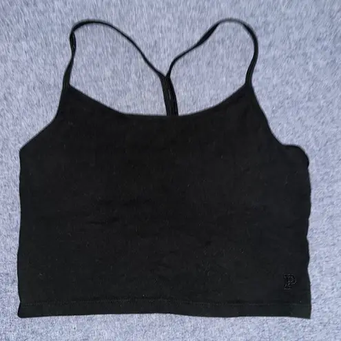 Pink razor back black tank with shelf bra Size M