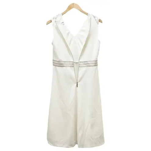 Calvin Klein NWT  Off White Ribbon-Trim A-Line Knee Length Dress Women’s Size 6