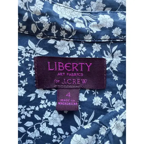 J. Crew x Liberty Cotton Poplin Perfect Shirt in Blue & White Floral Size 4
