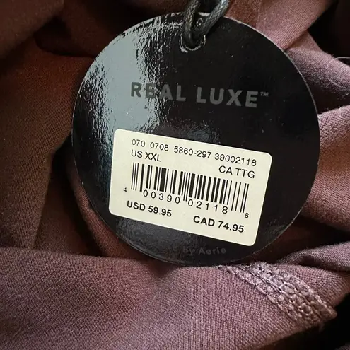 Aerie  Offline Real Lux dark brown faux leather hi-rise leggings size XXL NWT