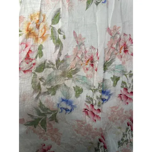 Le Ragazze Italy Linen Floral Boho Cottage High Low Maxi Dress Size Medium