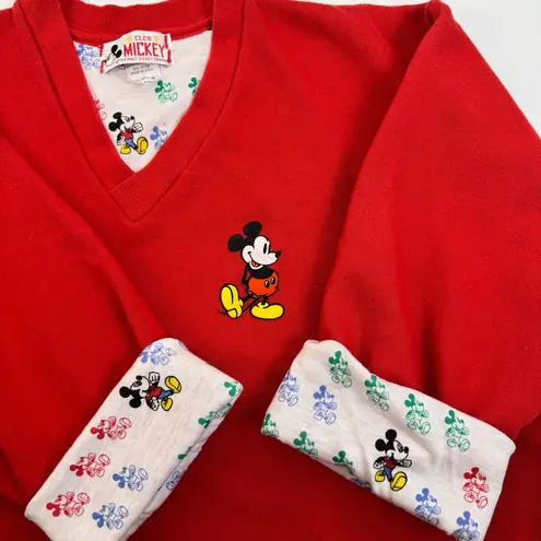 Disney Vintage 80s Club Mickey Red Fleece Lined Nightgown  Sleep Shirt S/M Cozy