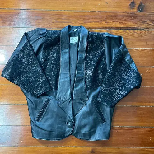 Vintage Iconic 80s Cassidy’s Textured Leather & Suede Jacket Sz Small Black