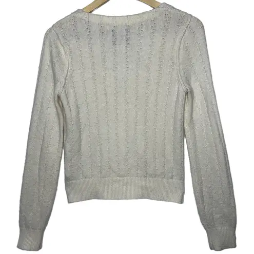 Abercrombie & Fitch  Cream Ribbed Knit Long Sleeve V-Neck Cardigan Sweater Size S