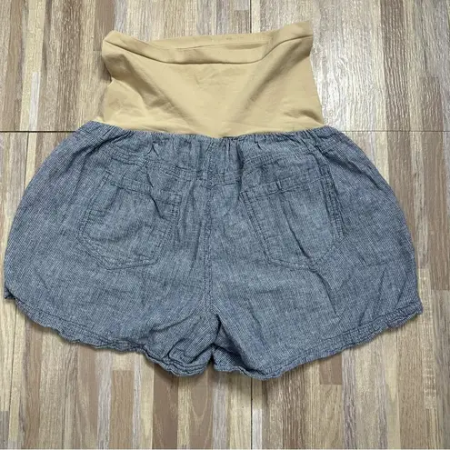 Motherhood Maternity Cotton Blue Shorts with Tummy Panel, Size Large