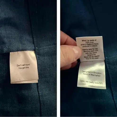 NAOMI NOMI 100% Linen Midi Length Dress | Sleeveless | Pockets | Royal Blue | XL