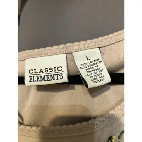 Classic Elements Beige Tank Top and Shorts Set, Women's Large, Floral Trim