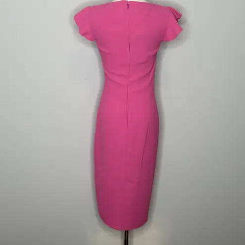 Pinko GAFF ABITO Fuchsia Ruffle Midi Dress IT 38 US 2 Elegant Cocktail Pink