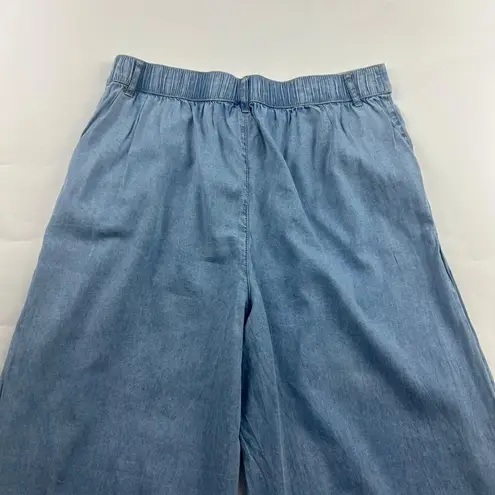 Sincerely Jules Light Wash Chambray Denim Wide Leg Summer Trouser 30 Blue