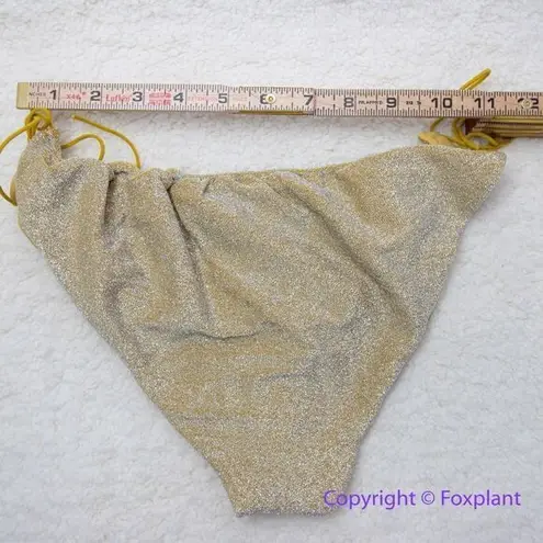 NEW Free People It's Now Cool Gathered Tie Up Bikini Bottom Gold Lurex, size XL