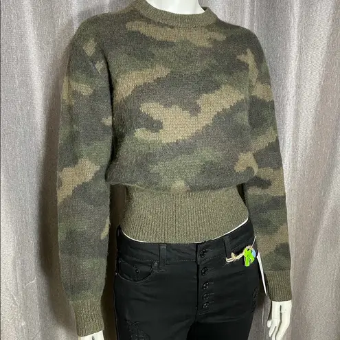 Polo Ralph Lauren Camouflage Print Crew Neck Wool Sweater XS Green