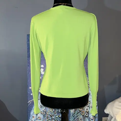 Harvé Benard Vintage Herve Benard Size S Lime V Neck Cardigan