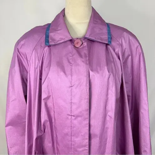 Vintage 80s Raingear Long Trench Coat Raincoat Pink Retro Womens Medium‎ Korea