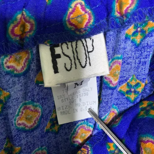 F Stop Blue Patterned Split Skirt Gaucho Sz Small