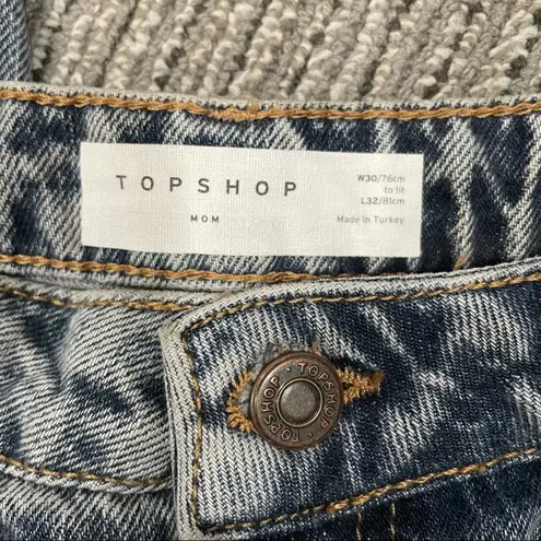 Topshop  Mom Jeans Sz 30 Acid Wash Distressed Moto