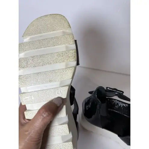 8100 Melrose Cross Strap Black Patent Buckle Wedge Sandal Women’s Size 41 Italy