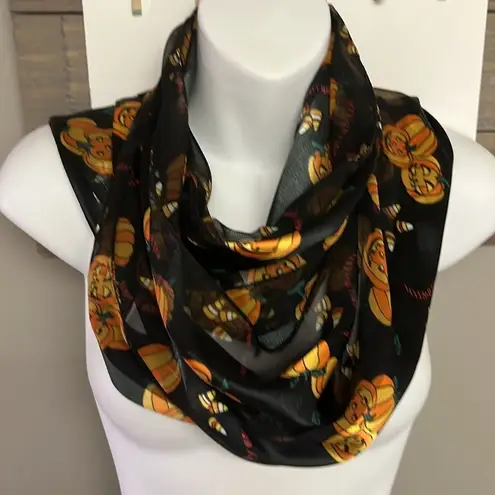 JACK Halloween Black and Orange Pumpkins  O’ Lanterns, Candy Corn Polyester Scarf