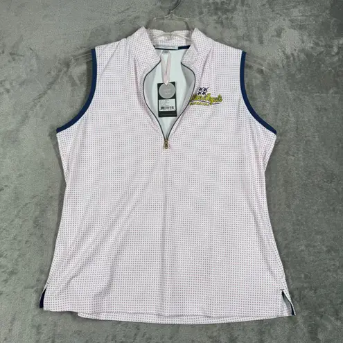 Fairway & Greene Golf Polo White Purple Polka Dot Blue Angels Foundation Large