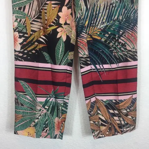 ZARA  Tropical Printed Crop Satin Straight High Waist Trousers Pants Small