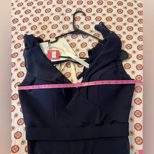 Mori Lee Madeline Gardner Bridesmaid Navy Blue Chiffon Maxi Dress Size 8