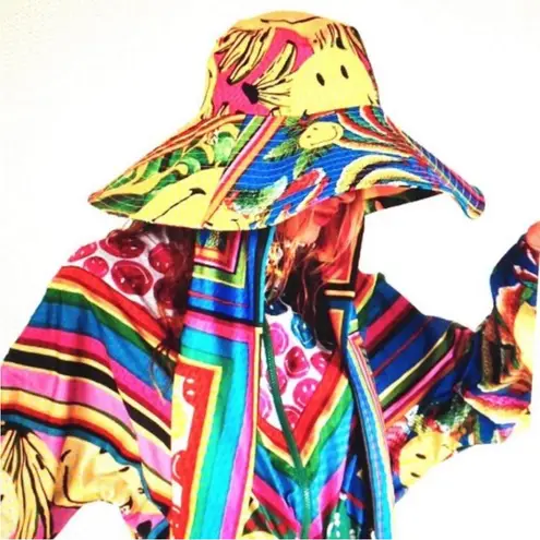 Farm Rio Mixed Scarves Smiley Hat NWT RARE ☀️