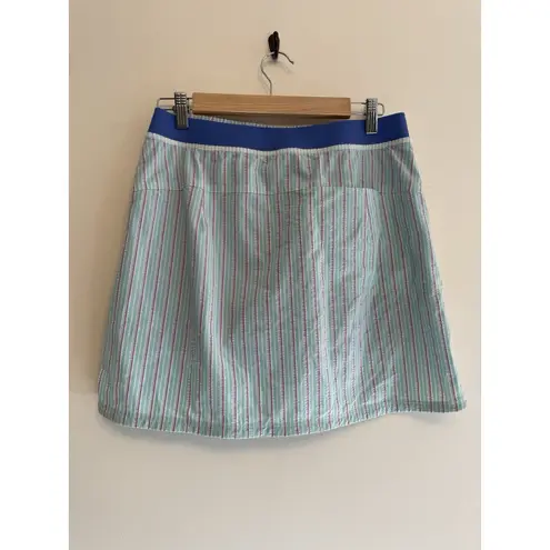 RLX Ralph Lauren Seersucker Skirt Skort Women Small Stripe Pocket Lined Green