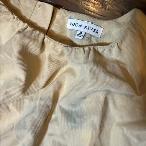 Moon River Anthropologie Puff-Sleeve Cut-Out Poplin Midi-Dress Sz M