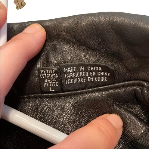 Vintage Y2K Tibor Classic soft Black Leather Jacket zip up pockets Size L