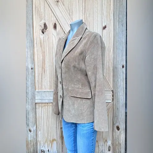 Vintage St Johns Bay Tan Washable Suede Boho Blazer Jacket~S~