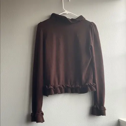 INC International Concepts Brown Ruffled Sweater Size M