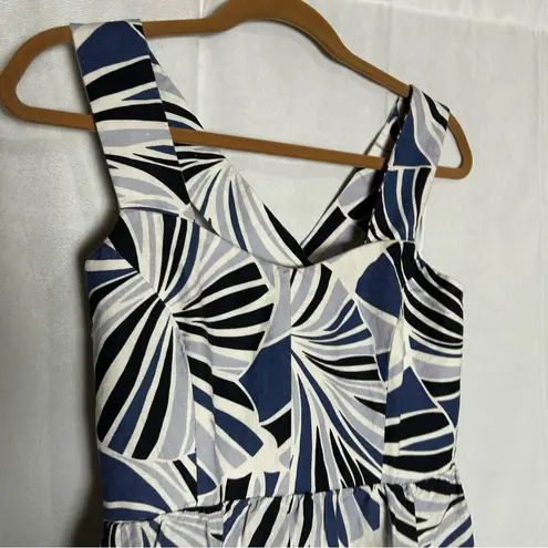 Tuckernuck Tuckernut Blue & White Linen Blend Palm Alston Midi Dress Sleeveless Size Small