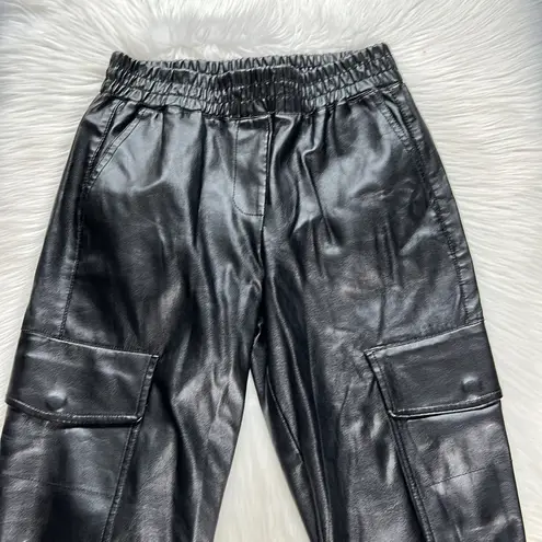 ZARA  Black Faux Leather High Rise Skinny Cargo Pants