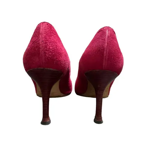 Manolo Blahnik Manolo Blahnik women's vintage red black suede pointed heels size 38 - Image 5