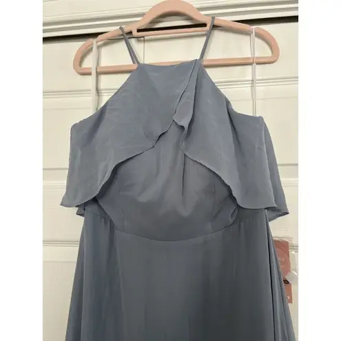 Birdy Grey Jules Chiffon Maxi Formal Bridesmaid Prom Dress Dusty Blue Size L